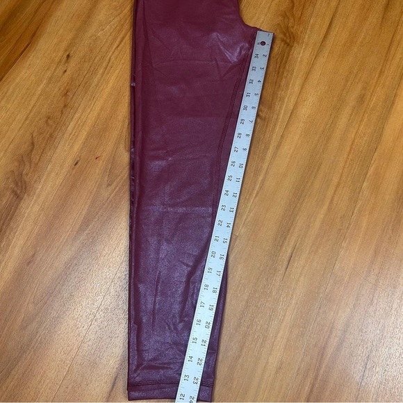 Lululemon Women’s Burgundy Faux Leather Leggings High Waist Liquid Look Size 10 - Picture 9 of 10